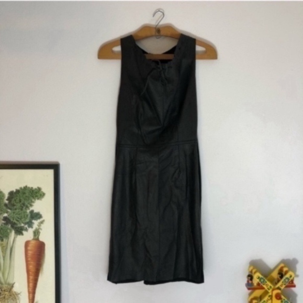 Illia black leather dress with ribbed detail size 2